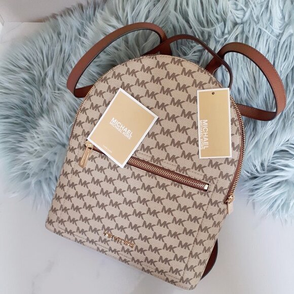 NWT MICHAEL Michael Kors brown & cream convertible backpack handbag - Picture 8 of 9